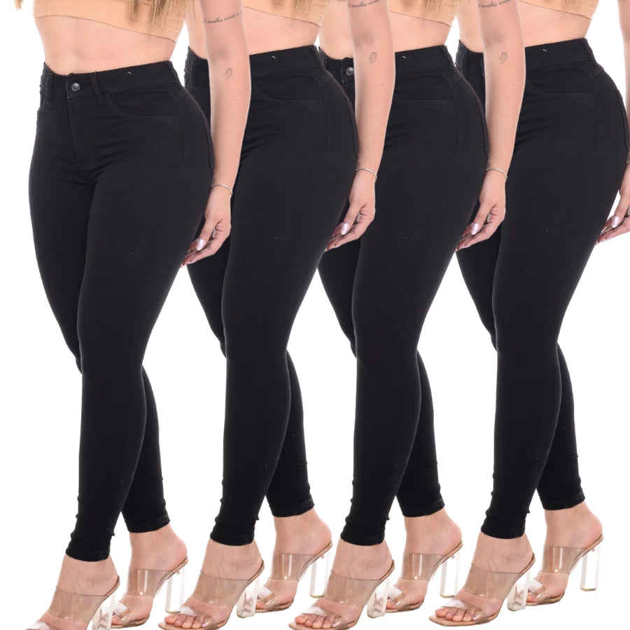 Kit de 4 Calças Feminina Cintura Alta Modelagem Levanta Bumbum