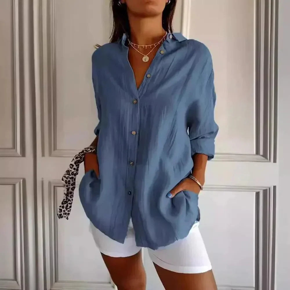 [Liquidação: Compre 1 e Leve 3] Camisa Ibiza em Linho de Algodão com Design Semi Plissado