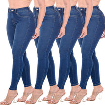 Kit de 4 Calças Feminina Cintura Alta Modelagem Levanta Bumbum