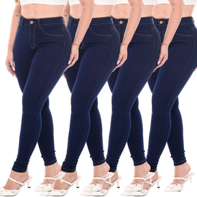 Kit de 4 Calças Feminina Cintura Alta Modelagem Levanta Bumbum